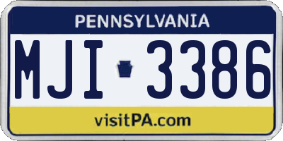 PA license plate MJI3386