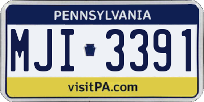 PA license plate MJI3391
