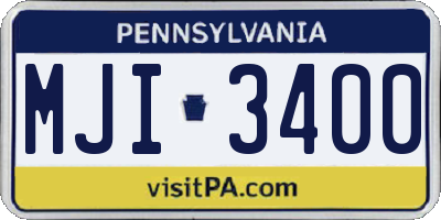 PA license plate MJI3400
