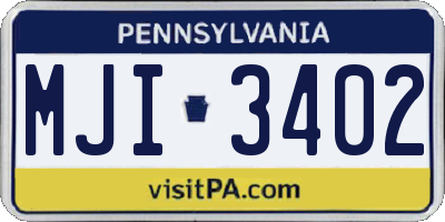PA license plate MJI3402
