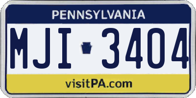 PA license plate MJI3404