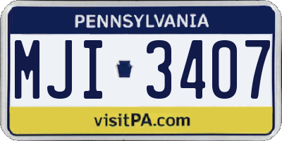 PA license plate MJI3407