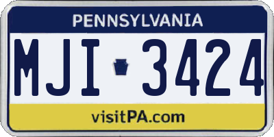 PA license plate MJI3424