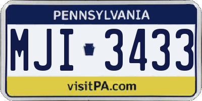 PA license plate MJI3433