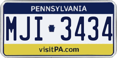 PA license plate MJI3434