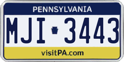 PA license plate MJI3443