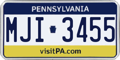 PA license plate MJI3455