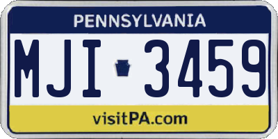PA license plate MJI3459