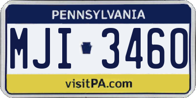 PA license plate MJI3460
