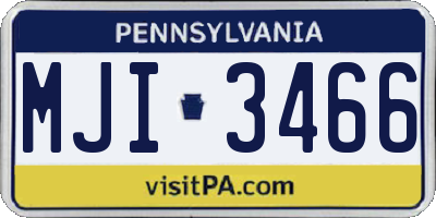 PA license plate MJI3466