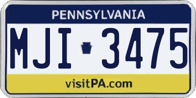 PA license plate MJI3475