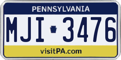 PA license plate MJI3476