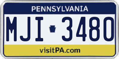 PA license plate MJI3480
