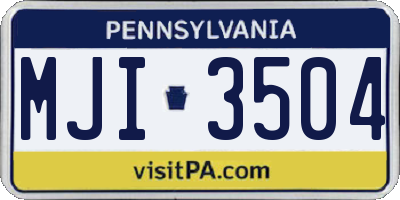 PA license plate MJI3504