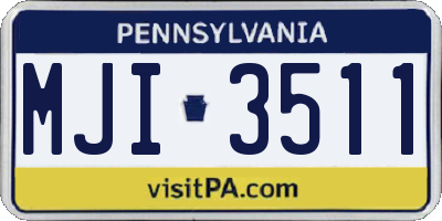 PA license plate MJI3511