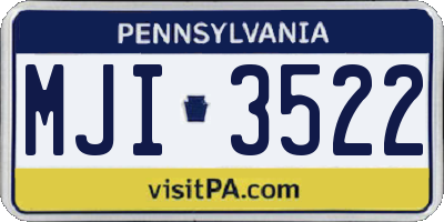PA license plate MJI3522