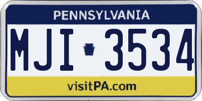 PA license plate MJI3534