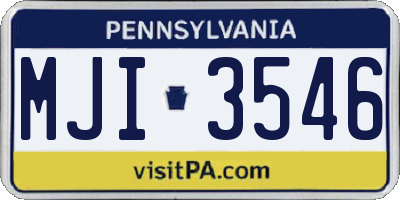 PA license plate MJI3546