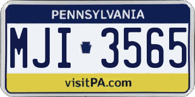 PA license plate MJI3565