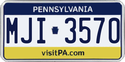 PA license plate MJI3570