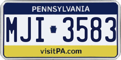 PA license plate MJI3583