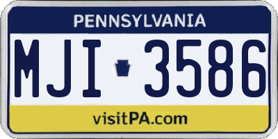 PA license plate MJI3586