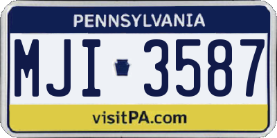 PA license plate MJI3587