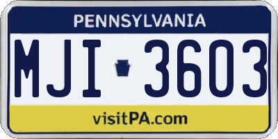 PA license plate MJI3603