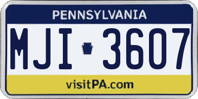 PA license plate MJI3607