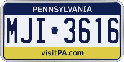 PA license plate MJI3616