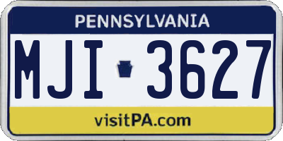 PA license plate MJI3627