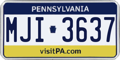 PA license plate MJI3637