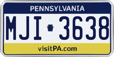 PA license plate MJI3638