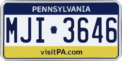 PA license plate MJI3646