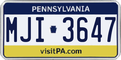 PA license plate MJI3647