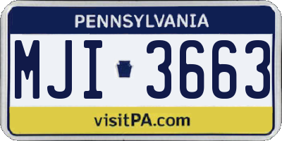 PA license plate MJI3663