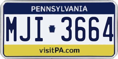 PA license plate MJI3664