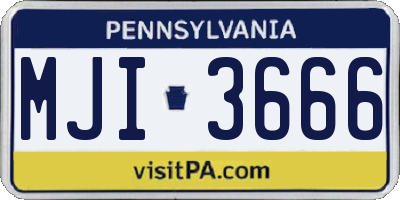 PA license plate MJI3666
