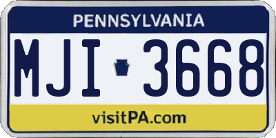PA license plate MJI3668