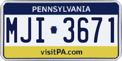 PA license plate MJI3671