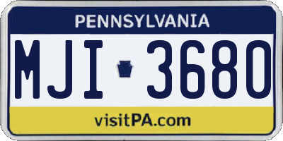 PA license plate MJI3680