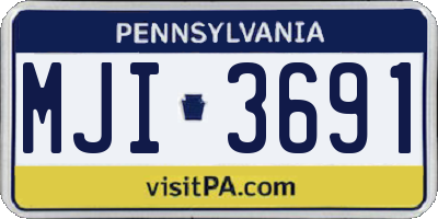 PA license plate MJI3691