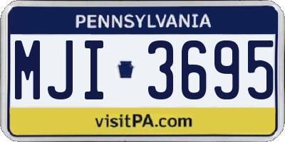PA license plate MJI3695