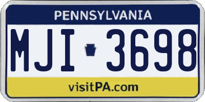 PA license plate MJI3698