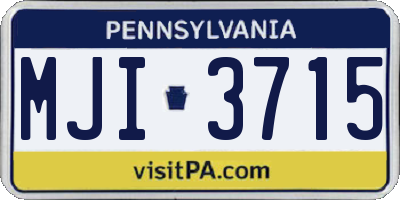 PA license plate MJI3715