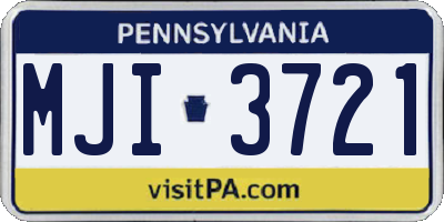 PA license plate MJI3721