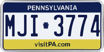 PA license plate MJI3774