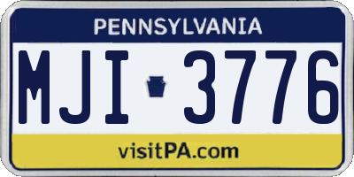 PA license plate MJI3776