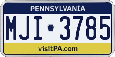 PA license plate MJI3785