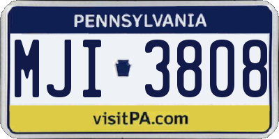 PA license plate MJI3808